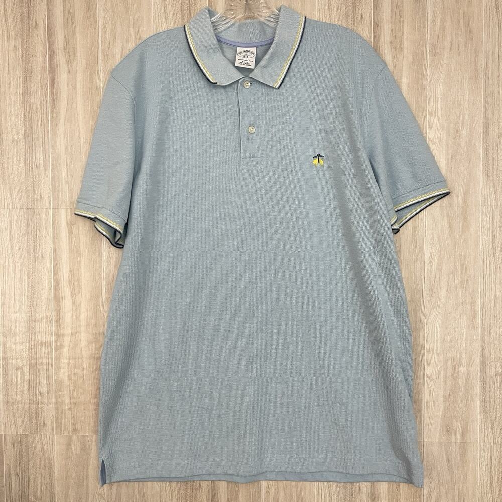 Brooks Brothers Polo Shirt Mens XL Blue Slim Fit Cotton Performance Preppy Golf